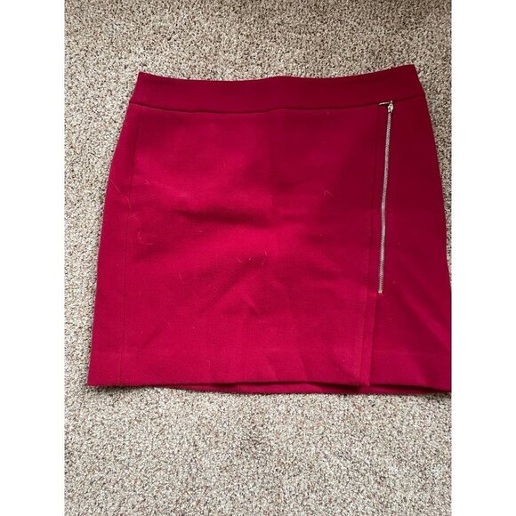 White House Black Market Asymmetrical Wool Mini Skirt  Size 14 Red - Picture 2 of 9